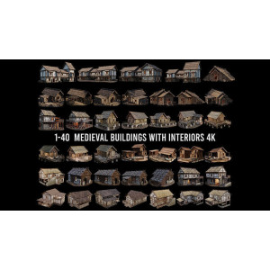 1 - 40 OLD MEDIEVAL BUILDINGS PACK 4K Textures GameReady Low-poly 3D model
