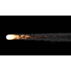Animation of Asteroids linear flying through VDB EXR 3D model