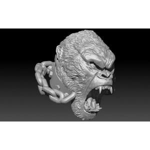 Chained Animal head Monkey Gorilla Ring 3D print model